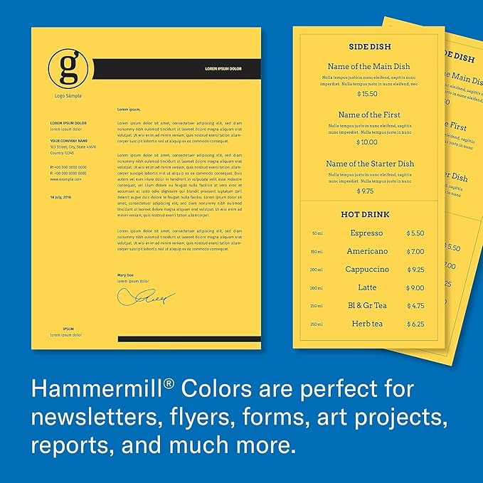 Hammermill Colored Paper, 20 lb Goldenrod Printer Paper, 8.5 x 14-1 Ream (500 Sheets) - Made in the USA, Pastel Paper, 103150R