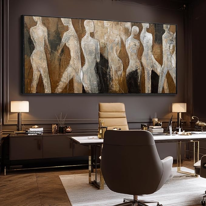 CHUDANHAO Abstract Wood Wall Art Figure Decorative Pictures Line Large Artwork 40"x86" Painting for Living Room Posters for Bedroom