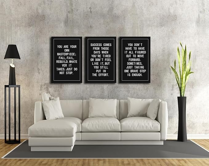 3 Panels Motivational Canvas Wall Art Inspirational Entrepreneur Quotes Just Taking One Brave Step Is Enough Poster Print Artwork Painting Picture Home Wall Decor Office Framed [72''Wx 36''H]
