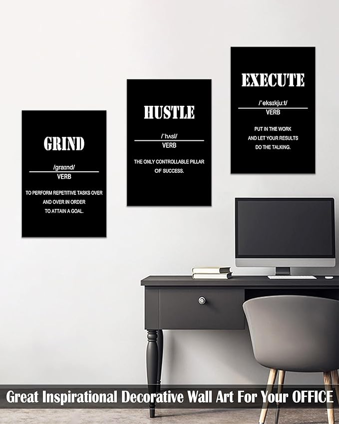 Drsoum Large 16x24 Inspirational Office Wall Art Motivational Wall Decor Quotes Wall Decror for Living Room Encouraging Canvas Posters for Bedroom Sayings - 16” x24” x3 PCS (FRAMED)