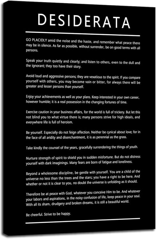 Desiderata Inspirational Canvas Wall Art Entrepreneur Quotes Motivational Posters Picture Prints Canvas Modern Home Decor Painting Artwork for Office Stretched and Framed Ready to Hang [12''W x 18''H]