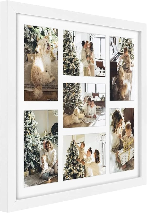 Golden State Art, 13.7x15.7 Matted White Wood 7-Opening for 4x6 Collage Picture Frame, 3 Pack
