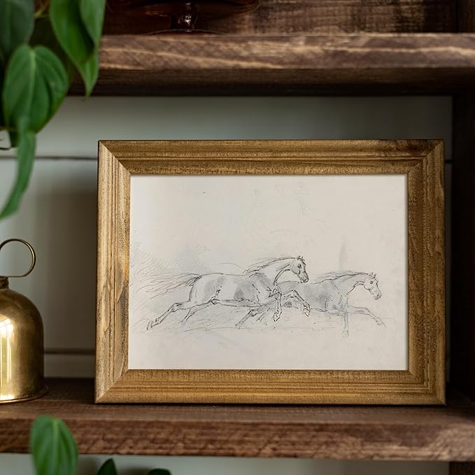 uniro Vintage Equestrian Sport Wall Art Print Horse sport sketch Neutral Retro Wall Art for Home Decor Farmhouse Animal Farm Drawing Horse Lover Gift -8" x 10"-UNFRAMED