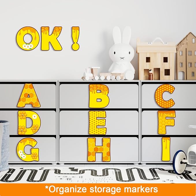 150 PCS Large 7" Bulletin Board Letters Set, Hive Honey Theme Party Classroom Alphabet Cutout Letter for Bulletin Board Display Home School Class, A Great Helper to Inspire Students' Learning Interest