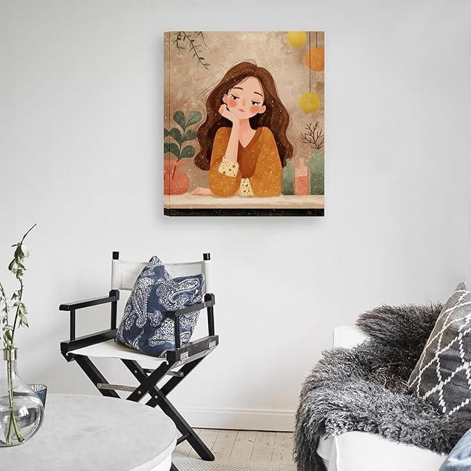 Wall Art Framed Canvas Whispering Desk Painting Ready to Hang Abstract Artwork for Bedroom Living Room Office Wall Decor Modern Home Interior Unique Design Print