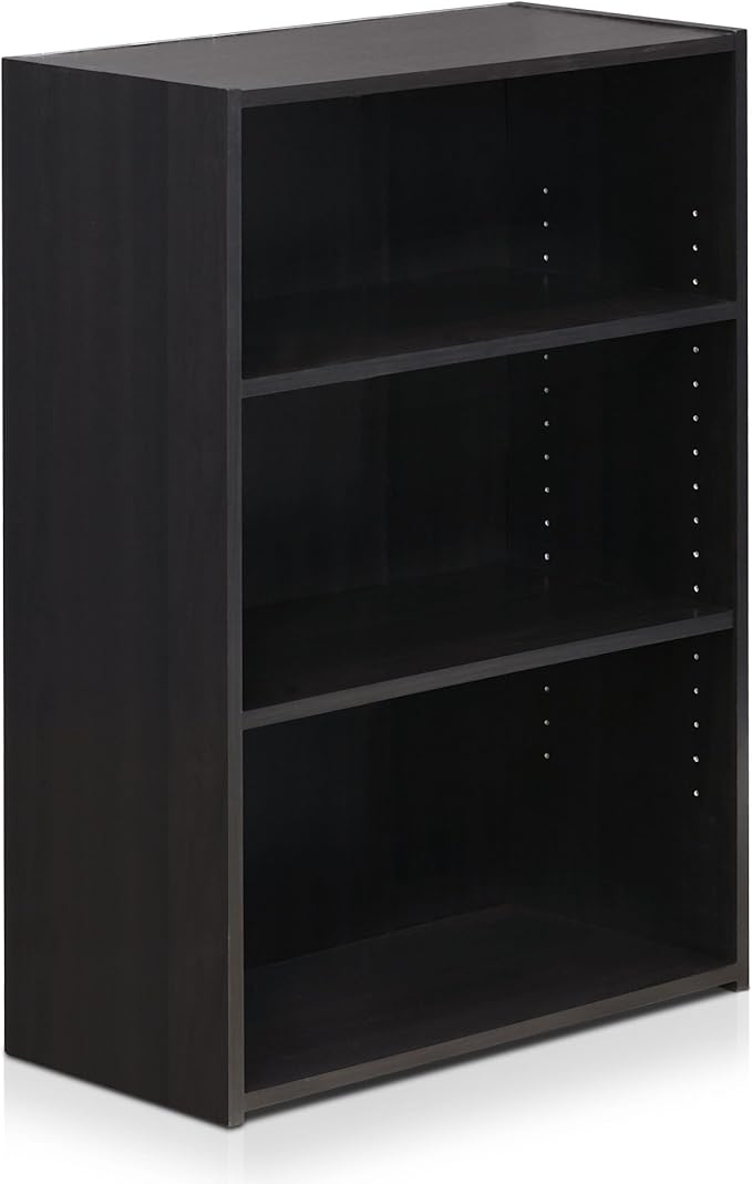 Furinno WRIGHT Book Shelf, 3-Tier Modern Bookshelf, Bookcase with Closed Back, 11.6" x 24.5" x 35.3", for Living Room, Bedroom, Home Office, Cinnamon Cherry