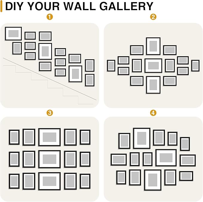 decorUhome Assorted Picture Frames Collage Wall Decor for Photo Gallery Display Set of 15 Including Three 8x10 / Six 5x7 / Six 4x6 for Family Wall Decor, Black, 15 Pack