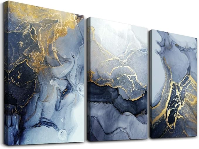 Abstract Wall Decor for Living Room Large Canvas Wall Art for Bedroom Abstract Ink Wall Painting Artworks Hang Pictures for Office Decoration Home Decor Posters Art 16x24 inch 3 Piece