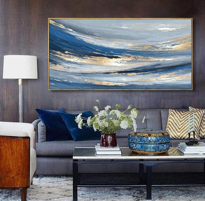 Abstract Wall Art Canvas Paintings Blue Fantasy Modern Large Framed Artwork Decor for Living Room Bedroom Office Painting Home Decor 20"x40"