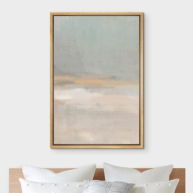 IDEA4WALL Framed Canvas Print Wall Art Pastel Pastel Tan Gray Watercolor Collage Abstract Shapes Illustrations Modern Art Minimal Decorative Chic for Living Room, Bedroom, Office - 24"x36" Natural