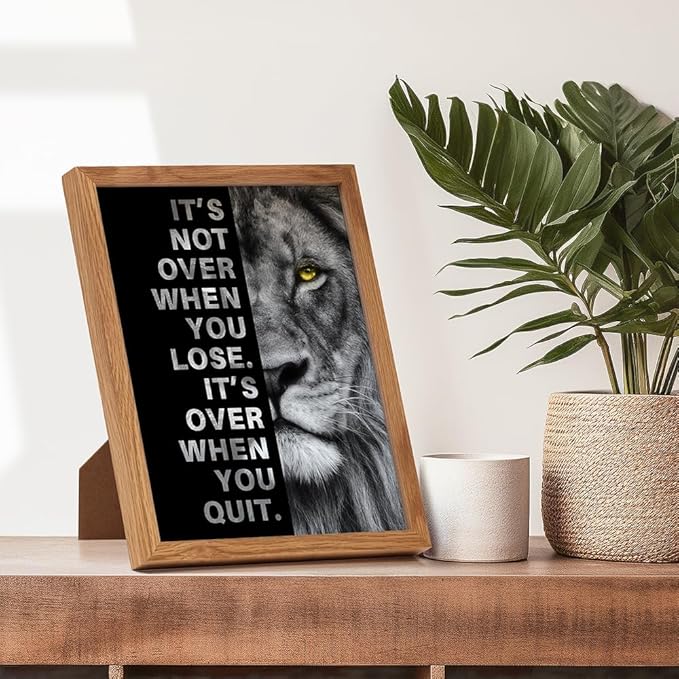 YELLOWBIRD ART & DESIGN Motivational Wall Art & Decor FRAMED - Positive Quotes - Motivational poster - Office Wall Art - Lion Wall Decor Inspiration Motivation Man cave Gym Wall Decor for Men
