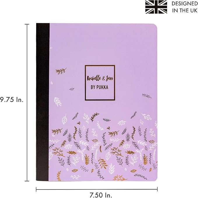 Pukka Pad, Composition Notebooks - 3 Pack of Journals Featuring 140 Pages of College Ruled 80GSM Paper with Sturdy Cover Stock - 9.75 x 7.5in - Rochelle and Jess