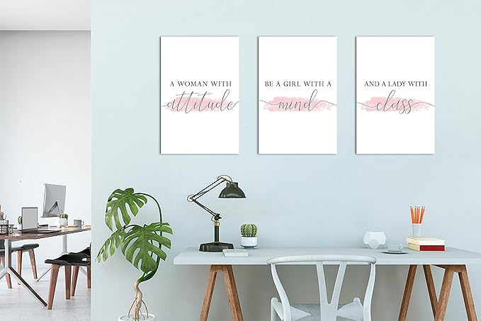 3 Piece Motivational Quotes Canvas Print Pictures Wall Decor, Framed Artwork Home Office Decor 16"x24" x 3 Pcs