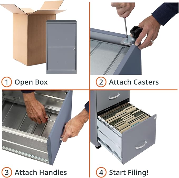 Lorell LYS Chrome Pull F/F Mobile File Cabinet, Silver