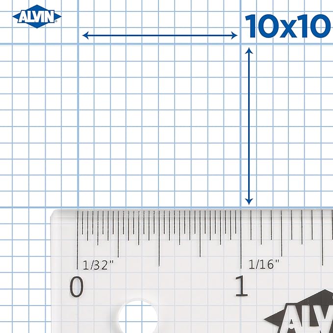 ALVIN Cross Section Graph Paper Pad 11" x 17" Model 1422-10 Acid-Free Use with Pencil or Ink Laser Copier and Inkjet Compatible 10" x 10" Grid - 50 Sheet Pad 11 x 17 inch