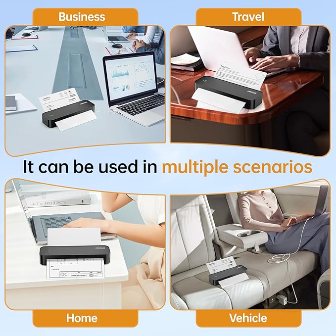 Portable Printers Wireless for Travel,Inkless Thermal Bluetooth Mini Printer Compatible with Android,iOS&Laptop,Support 8.5" X 11" US Letter&A4,Portable Small Mobile Travel Printer for Home,Office