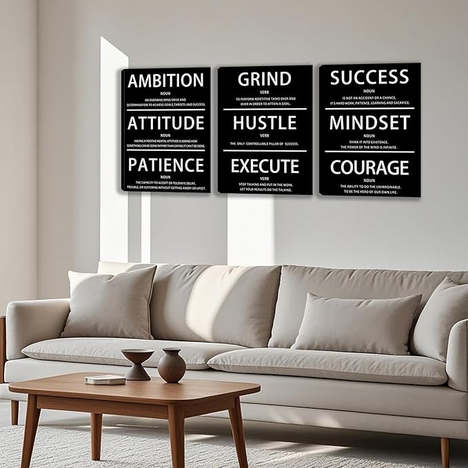 3 Panel Print Canvas Wall Art Motivational Office Wall Decor Painting Inspirational Posters Modern Inspiring Artwork for Home Living Room Bedroom Wall Decor Office Wall Art Ready to Hang - 48"Wx24"H