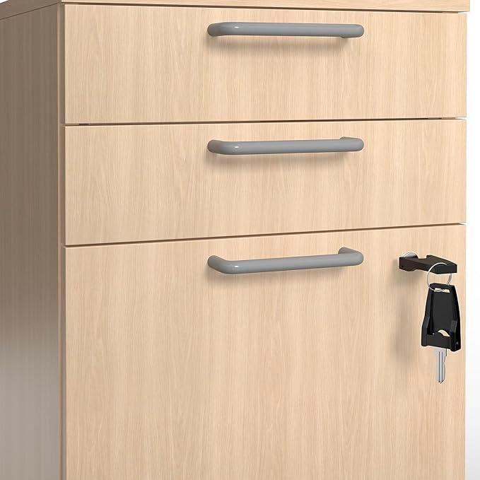 Union & Scale Staples Essentials 3-Drawer Vertical File Cabinet, Letter & Legal Size Documents, Lockable & Mobile, 21.3" D x 15.6" W x 24.3" H, Natural