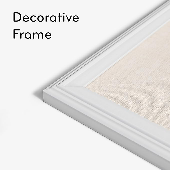 U Brands Farmhouse Linen Bulletin Board, 40" x 30", White Wood Style Frame, Industrial Grade Pinning Surface