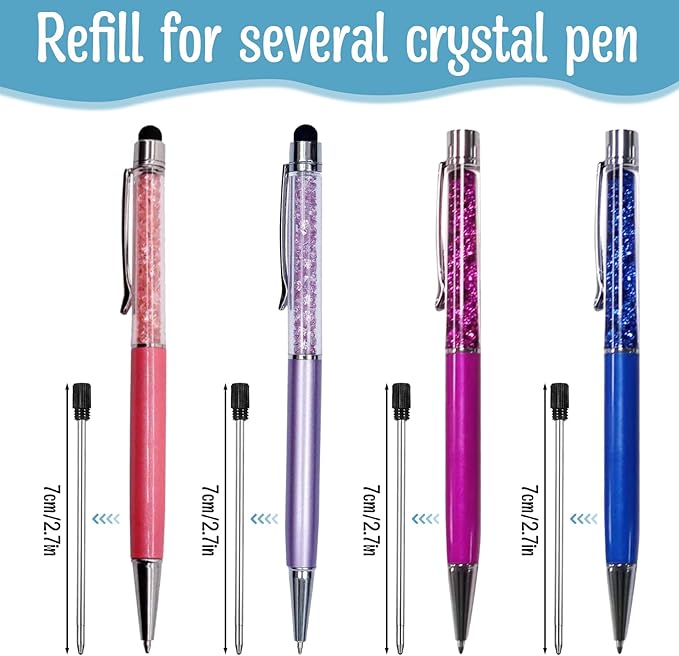 20PCS 2.75in Black Ballpoint Pen Refills, Replaceable 1mm Tip Black Ink Refill Metal Medium Point D1 Refills Metal Ink Pens Refill