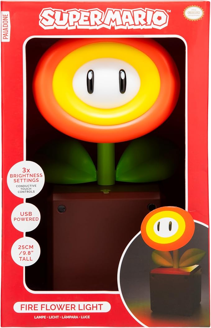 Paladone Super Mario Fireflower LED Lamp, Officially Licensed Nintendo Desk Lamp for Gamer, USB Powered Home Decor Gift