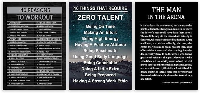Motivational Canvas Print Wall Art Office The Man In The Arena Inspirational Picture 40 Reasons to Workout Poster Painting Modern Inspiring Artwork for Home Living Room Office Decor[60''Wx 28''H]