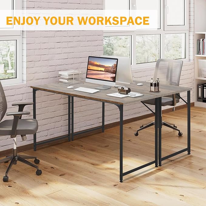 Computer Desk 47 Inch Study Writing Table, Home Office Desk with Metal Frame, Modern Gaming Desk for Office, Study and Game,Vintage