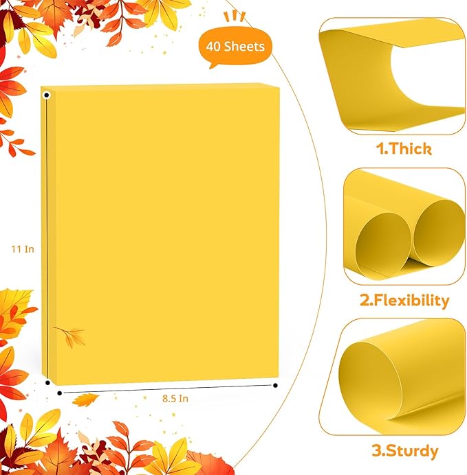 Yellow Cardstock 8.5 x 11, 40 Sheets Yellow Paper, Card Stock for Printer, Solar Yellow Cardstock Paper for Invitations, Art, Drawing, Menus, DIY Cards, Tags, Crafts Certificates, School, Office