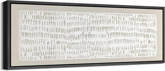 SIGNFORD Large Framed Canvas Minimalist Beige Tribal Pattern Illustrations Modern Art Calm Warm for Living Room, Bedroom, Office - 60"x20"