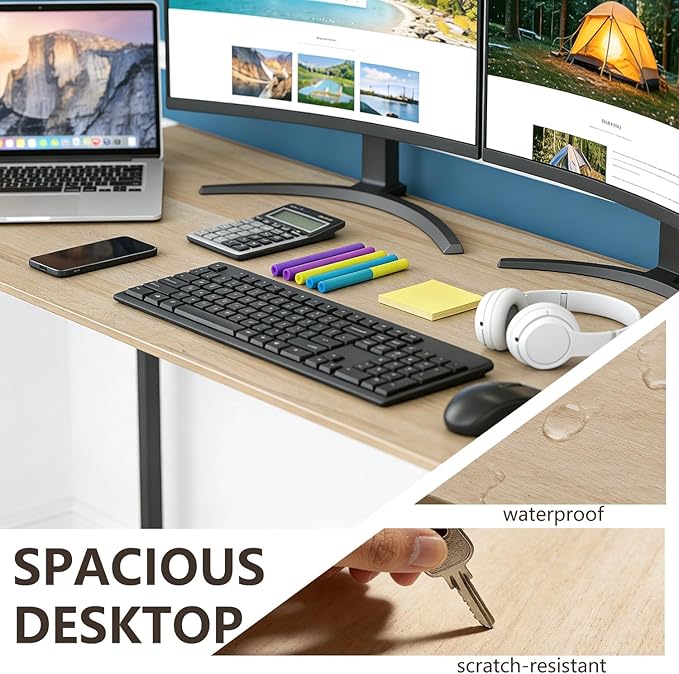 BestOffice Computer Desk,Home Office Desk, Modern Simple Style for Home Office Study Writing (Nature, 63 Inch)