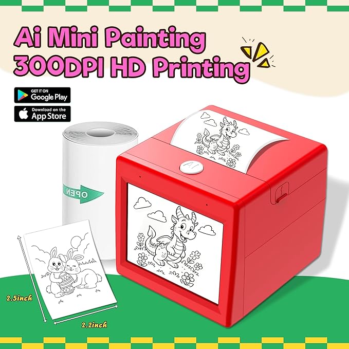 [2026.4 Feature upgrade] Smart AI Voice Sticker Printer, Kids Toys Spark Imagination Intellectual Development, Mini Thermal Label Printer With Display, Inkless Portable Sticker Maker, 4 Rolls Paper