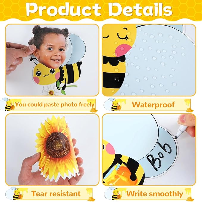 gisgfim Spring Bee Bulletin Board Decorations Set Bee Sunflower Paper Name Tags Paper Cutouts Welcome to Our Hive Classroom Bulletin Board Decor for Summer Back to School Home Chalkboard Wall