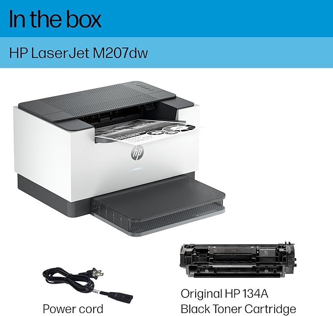 HP LaserJet M207dw Laser Wireless Printer, Black and White, Duplex, Best-for-Office