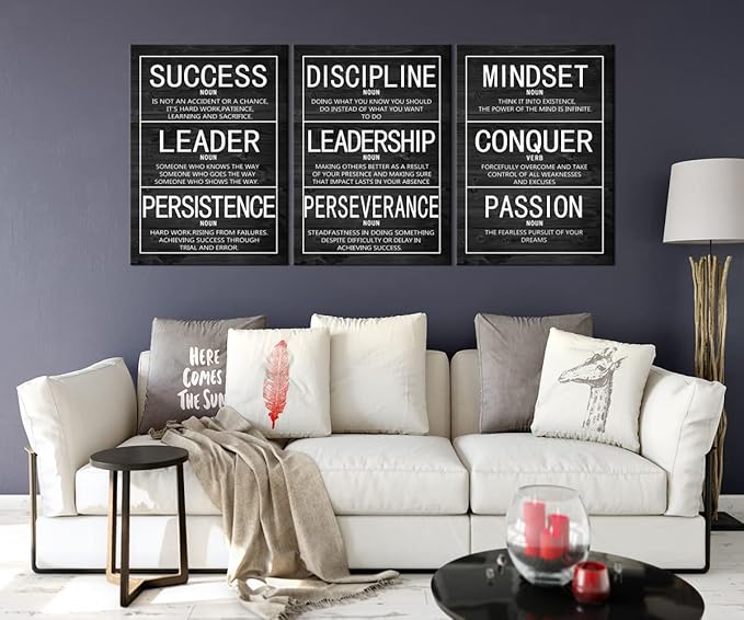 Inspirational Poster Motivational Wall Art Painting 3 Pieces Canvas Print Office Decor Inspiring Framed Quotes for Wall Art Decoration Ready to Hang [60''Wx 28''H]