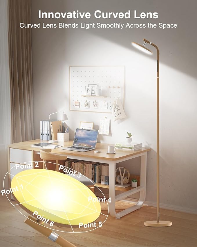 LED Floor Lamp, 36W Super Bright Standing Lamp with Remote & Touch Control, 69" Stepless Dimmable Torchiere Tall Lamp, 350° Rotating Head Floor Lamp for Bedroom, Living Room, Office, Brown