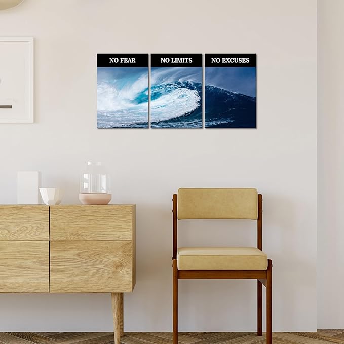 Motivational Wall Decor No Limits Inspirational for Office Quotes Pictures Motivational Posters Framed Canvas Wall Art Prints Artwork Office Wall Decor Bedroom Living Room Ready to Hang