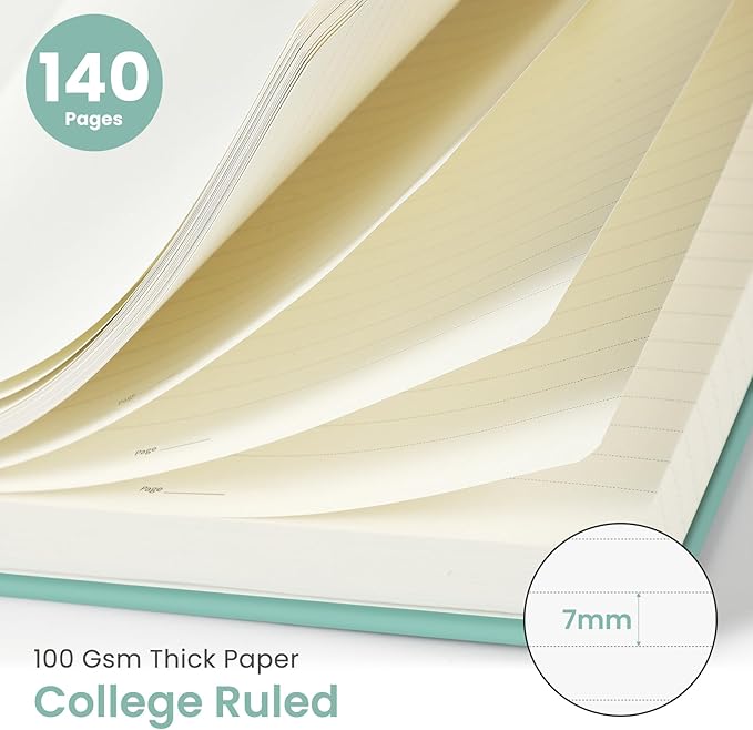 Taja Lined Spiral Journal Notebook for Women & Men, 140 Pages, College Ruled Hardcover Notebook for Work & Note Taking, Journals for Writing, A5(5.7" x 7.9") – Sage Green