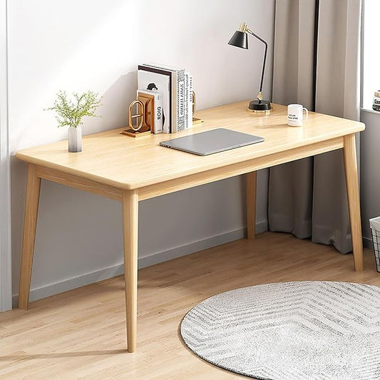 Minimalist Pc Desk, Industrial Home Office Desk, Sturdy Work Study Writing Desk with Solid Wood Legs,Modern Computer Table Workstation for Living Room Bedroom(100x55x75cm(39x22x29inch), Wood)