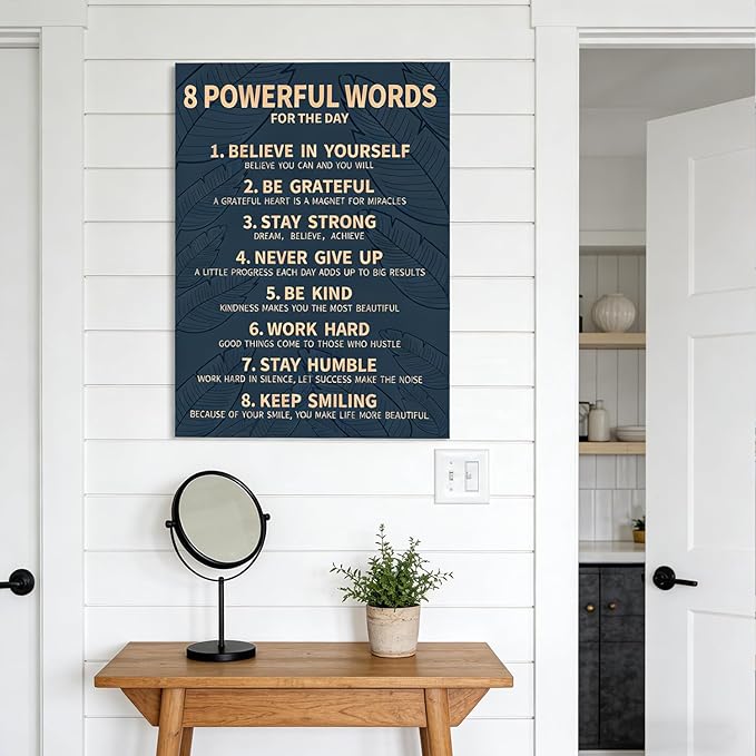 8 Rules Of Life Canvas Wall Art Motivational Office Painting Picture Wall Decor Inspirational Positive Sayings Poster Print Artwork for Suitable for Office School Library Decor 12x16 in Wrapped Canvas