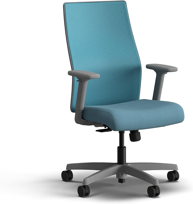 HON Ignition 2.0 Mid Back Task Chair, Spectrum Mesh, Standard Synchro-Tilt Control, Office Chair with Lumbar Support, Height and Width Adjustable Arms, Titanium Frame, Sky
