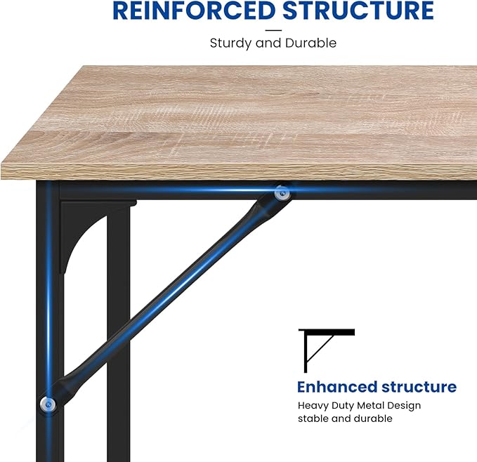Computer Desk, 32 Inch Office Desk with Metal Frame, Home Office Desk, Modern Simple Style for Small Space Home Office, Living Room, Bedroom, Nature