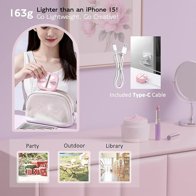 ciciglow D20 Pink Mini Sticker Printer, Label Maker Machine with 3 Rolls Colored Thermal Paper (Battery Included), Portable Inkless Sticker Maker, APP, for DIY Crafts, Journaling, Office Home Use