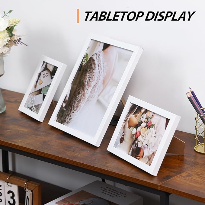 Fixwal Picture Frames, 10 Pack Collage White Picture Frame Set for Wall Gallery Decor, Hanging or Tabletop Display Multi Sizes Photo Frames Including 8x10, 5x7, 4x6, White