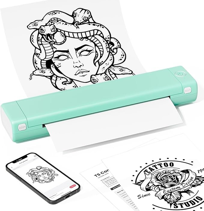 Phomemo Portable Printers Wireless for Travel, Thermal Bluetooth Printer Support for 8.5"x11" US Letter, Small Inkless Printer Compatible with iOS, Android, Laptop for Car, Office, Home，Green