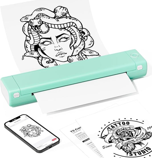 Phomemo Portable Printers Wireless for Travel, Thermal Bluetooth Printer Support for 8.5"x11" US Letter, Small Inkless Printer Compatible with iOS, Android, Laptop for Car, Office, Home，Green