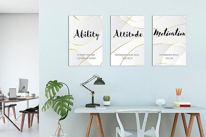 3 Piece Motivational Quotes Canvas Print Pictures Wall Decor, Inspirational Framed Artwork Home Office Decor 16"x24" x 3 Pcs