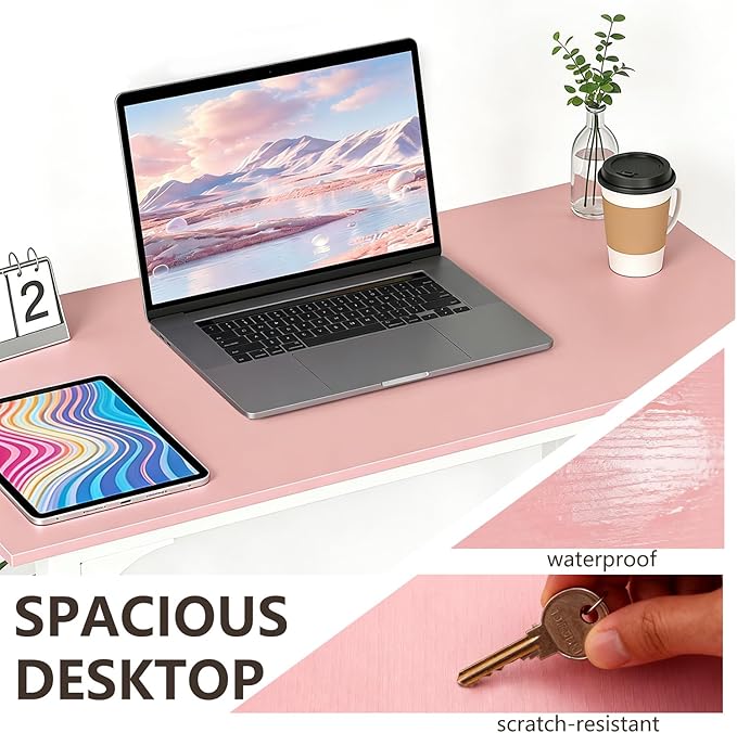 BestOffice Computer Desk,Home Office Desk, Modern Simple Style for Home Office Study Writing (Pink, 32 Inch)