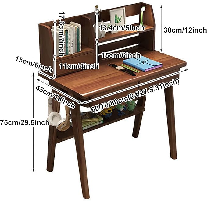 Computer Desk for Small Spaces,Home Office Writing Desk Compact Office Table with Drawer and Bottom Shelve,Simple Study Desk PC Laptop Workstation Space Saving(60x45x75cm(24x18x29inch), White)