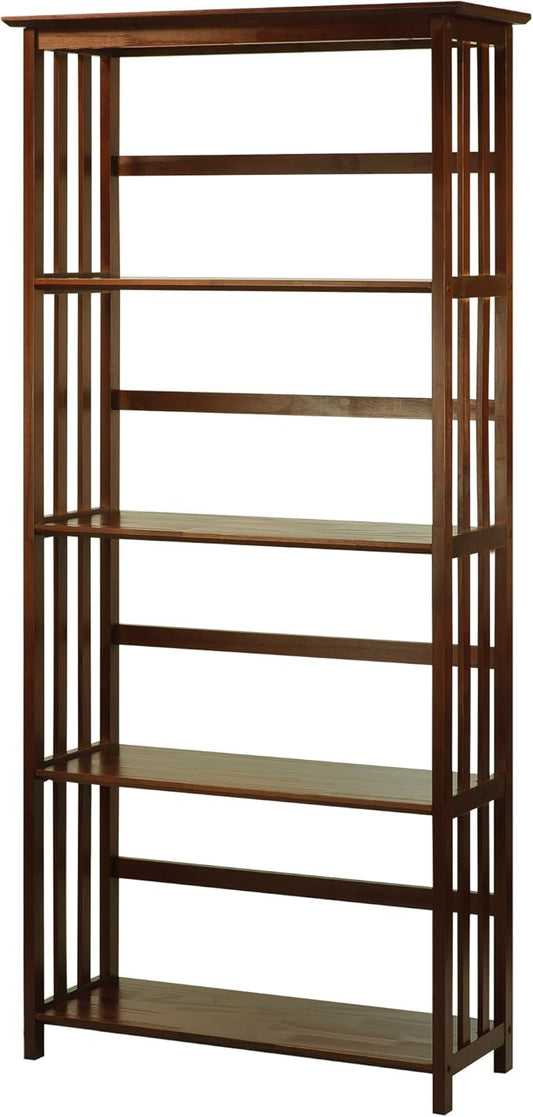 Mission Style 5-Shelf Bookcase-Walnut