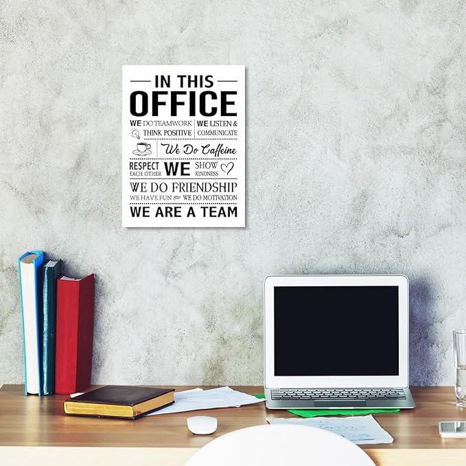 In This Office Wall Decor,Positive Team Quote We Are A Team Wall Art Canvas Framed for Office Workplace Wall Decor 12 x 15 in